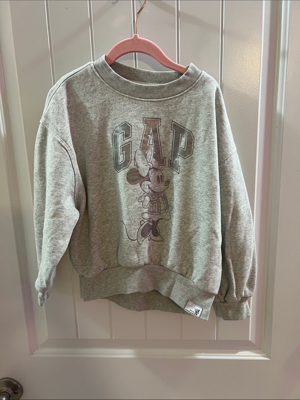 GAP x Disney Light Gray Minnie Mouse Crewneck Sweatshirt